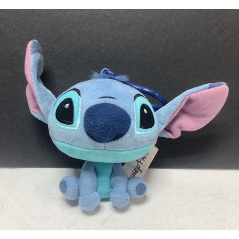 Disney World Parks VERY CUTE STITCH KEYCHAIN CLIP 4" Plush STUFFED ANIMAL Toy